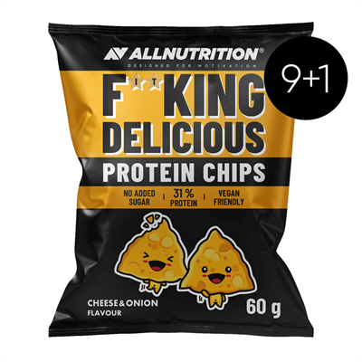 ALLNUTRITION 9+1 Gratis Fitking Delicious Protein Chips Cheese Onion 60g