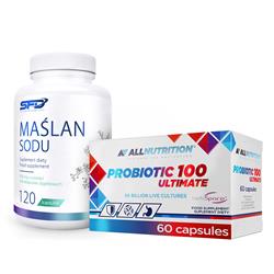 Probiotic 100 Ultimate 60cap + SFD Maślan Sodu 120caps
