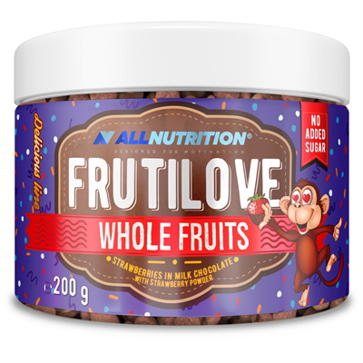 ALLNUTRITION FRUTILOVE WHOLE FRUITS - TRUSKAWKI W MLECZNEJ CZEKOLADZIE OPRÓSZONE PUDREM TRUSKAWKOWYM