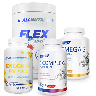 ALLNUTRITION Calcium D3 + K2 90 caps + Omega 3 Strong 90caps + Flex All Complete 400g + B Complex 25 Methyl 180 t