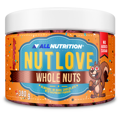 ALLNUTRITION NUTLOVE WHOLENUTS - Migdały W Ciemnej Czekoladzie Oprószone Malinami