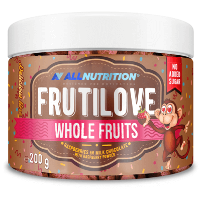 ALLNUTRITION FRUTILOVE WHOLE FRUITS - MALINY W MLECZNEJ CZEKOLADZIE OPRÓSZONE PUDREM MALINOWYM